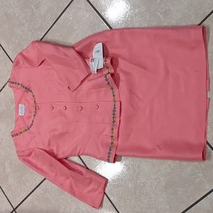 David Warren Pink Silk Floral Skirt Suit Size 6 NWT